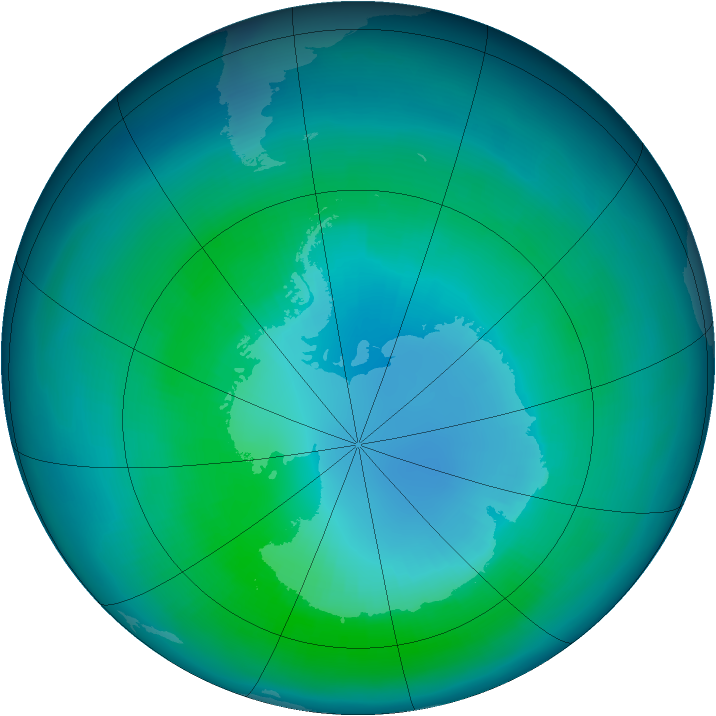 Antarctic ozone map for April 1997